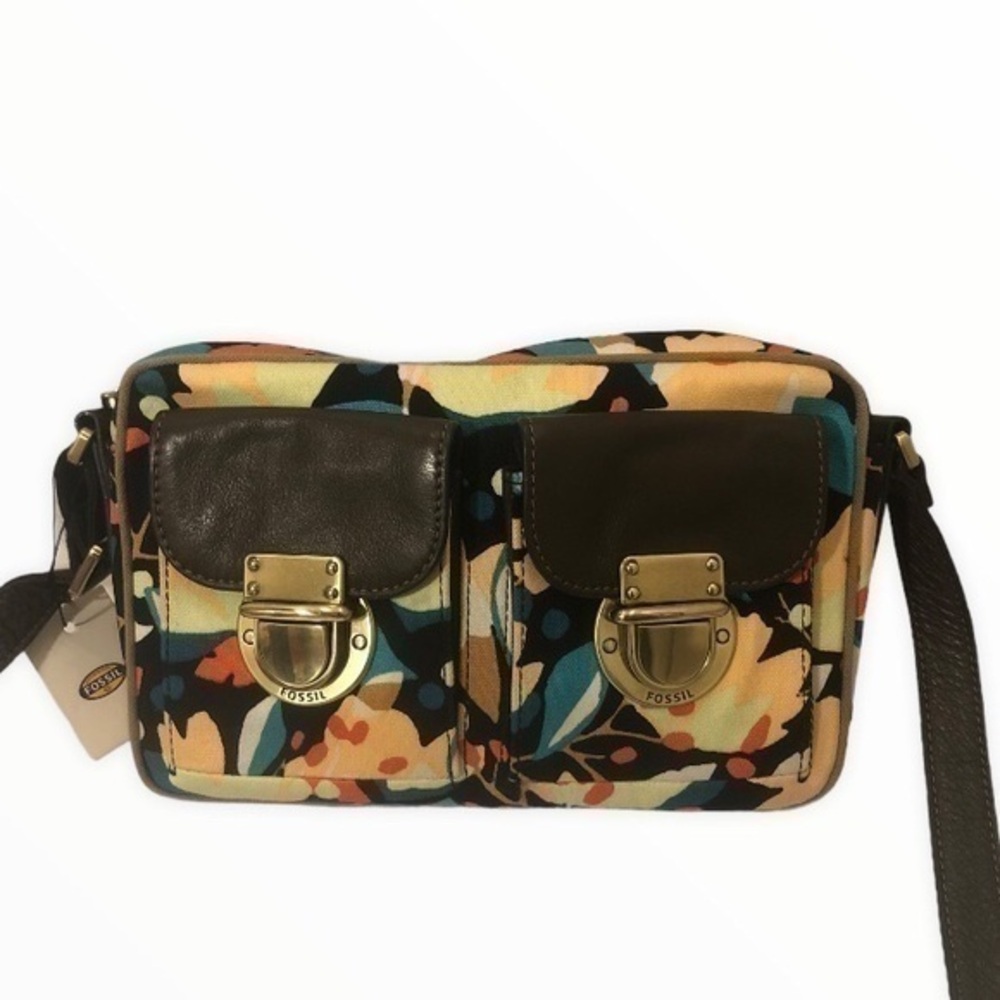 Fossil Riley fab top floral bag NWT